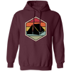 Tent Vintage, Retro Hexagon, Camping Motif With Tent Silhouette, Camp With Family Pullover Hoodie