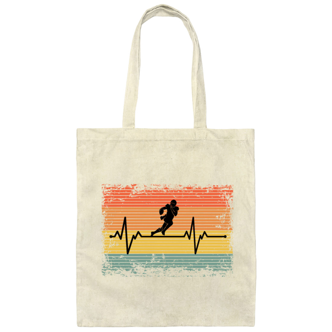 Retro Heartbeat Football Gift Canvas Tote Bag