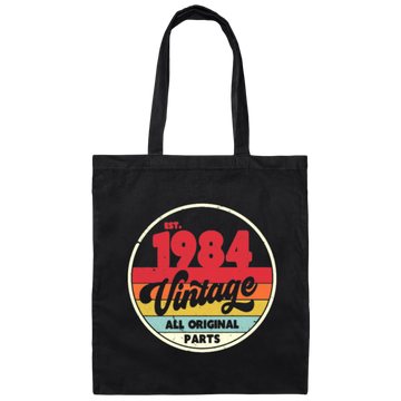 1984 Vintage Design, Retro 1984 Bitthday Canvas Tote Bag