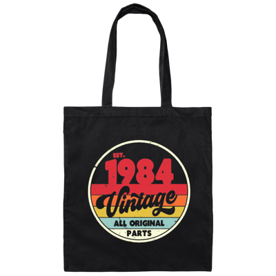 1984 Vintage Design, Retro 1984 Bitthday Canvas Tote Bag