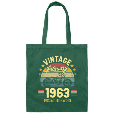 Vintage February 1963, Motorbike Lover Retro Style, Limited Edition Canvas Tote Bag