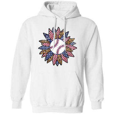 American Baseball, Sunflower Baseball, Leopard Sunflower-1 Pullover Hoodie