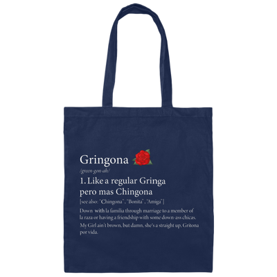 Definition Of Gringona, Gringa Mixed Chingona, Gringa Rose Canvas Tote Bag