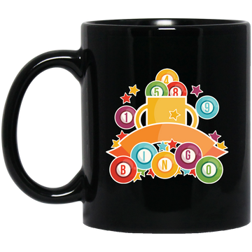 Get The Trophy, Win The Game, Bingo, Bingo Trophy Black Mug