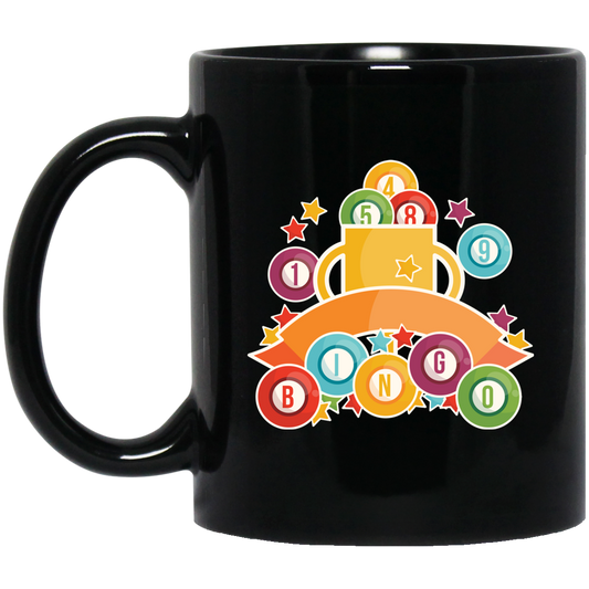 Get The Trophy, Win The Game, Bingo, Bingo Trophy Black Mug