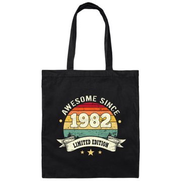Awesome Since 1982, Retro 1982 Birthday Gift Canvas Tote Bag