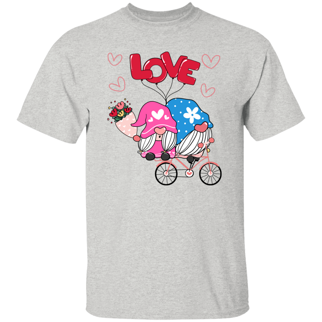 Cute Gnome, Gnome Couple, Gnome Ride A Bike With Love, Valentine's Day, Trendy Valentine Unisex T-Shirt