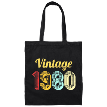 1980 Birthday, Vintage 1980 Birthday Canvas Tote Bag