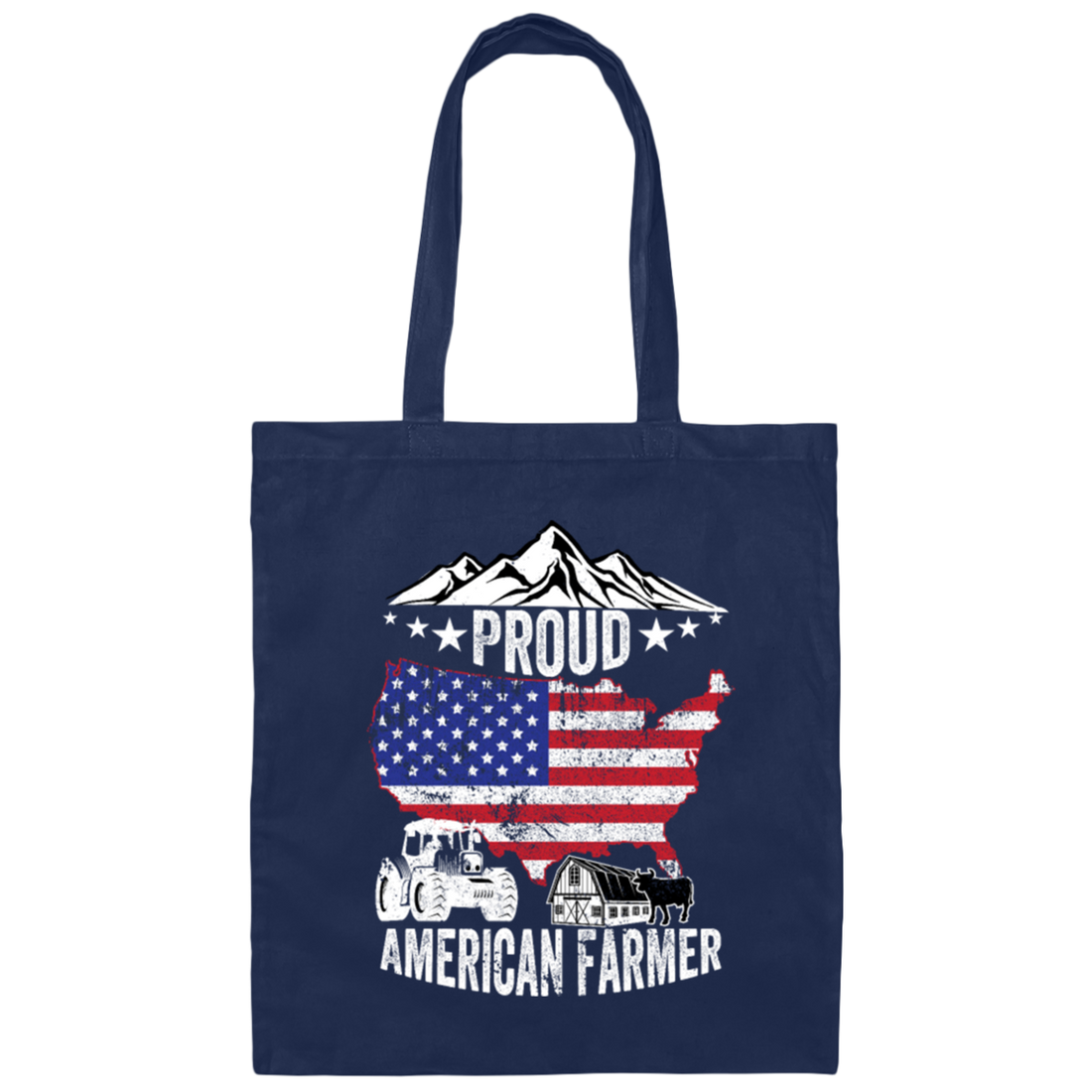 American Flag, Proud American Farmer, Tractor Love Gift, American Farmer Canvas Tote Bag