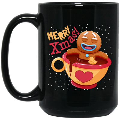 Gingerbread In Coffee Cup, Relaxing Gingerbread, Merry Christmas, Trendy Christmas Black Mug