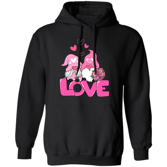 Gnome Couple, Cute Couple, Pink Gnome, Love Couple, Valentine's Day, Trendy Valentine Pullover Hoodie