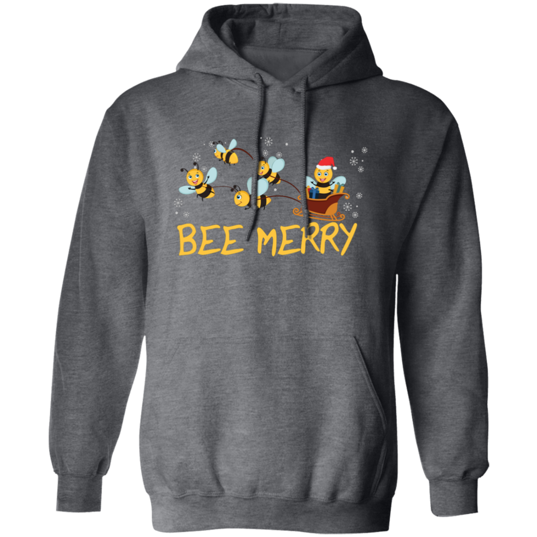 Bee Merry, Cute Bee, Funny Bee, Bee Christmas, Merry Christmas, Trendy Christmas Pullover Hoodie