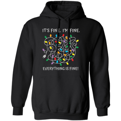 This pullover hoodie features a comfortable fit and a soft fabric made from a blend of cotton and polyester. It is designed with a modern cut and the print "It's Fine, I'm Fine, Everything Is Fine" in bold lettering. Get ready to slip into comfort with this stylish hoodie.