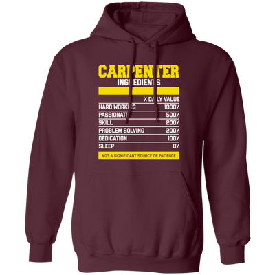 Fantastic Carpenter Ingredients, Carpenter Love Gift, Best Carpenter Pullover Hoodie