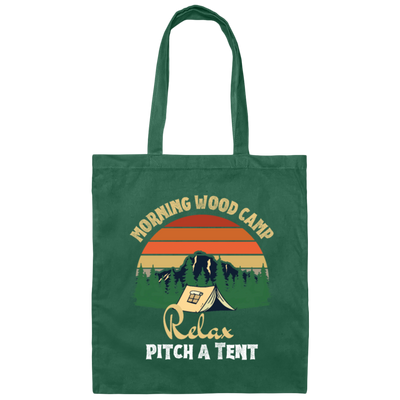 Retro Morning Wood Camp Relax pitch A Tent Enjoy the Morning Canvas Tote Bag