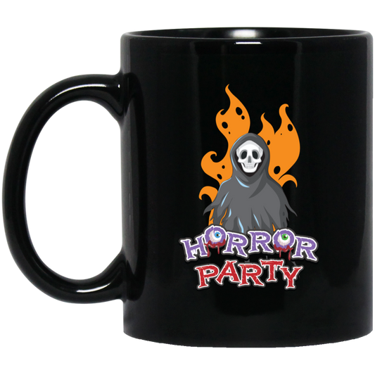 Horror Party, Horror Death, Halloweem Death Black Mug