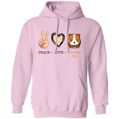 Peace Love Guinea Pig, Guinea Pig Cartoon Pullover Hoodie