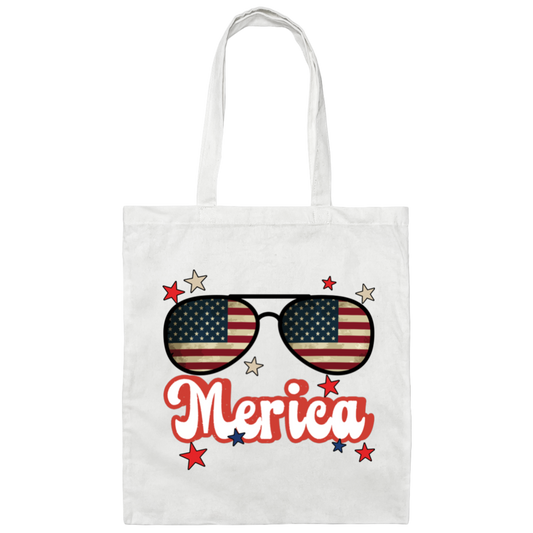 Sunglasses America, American Flag, Star America Canvas Tote Bag