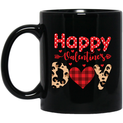 Happy Valentine's Day, Leopard Valentine, Cute Heart Black Mug
