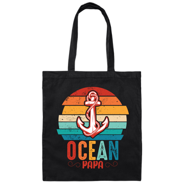 Ocean Papa, Retro Papa, Retro Ocean, Retro Anchor Canvas Tote Bag
