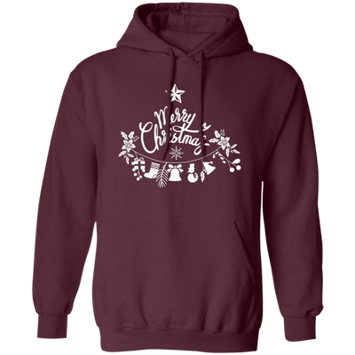 Merry Christmas Silhouette, Christmas Bell, Christmas Flower, Merry Christmas, Trendy Christmas Pullover Hoodie