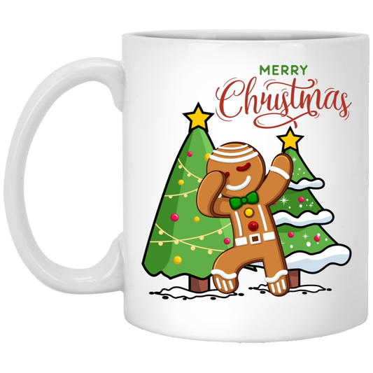 Funny Gingerbread, Dabbing Gingerbread, Funny Christmas, Merry Christmas, Trendy Christmas White Mug