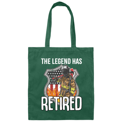 The Legend Has Retired Firefighter Retirement Gift Canvas Tote Bag