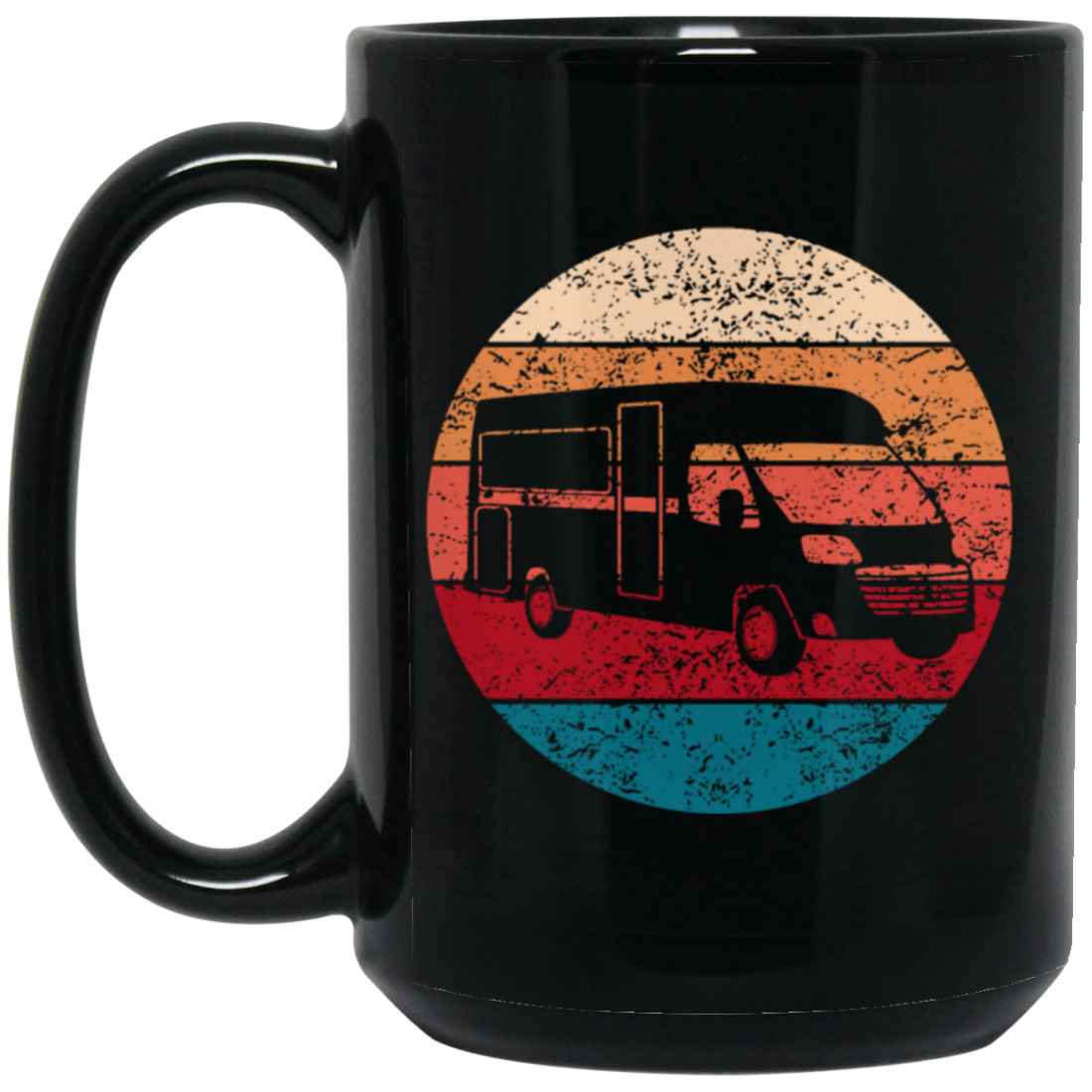 Camper Retro, Camping Vintage, Sun Gift For Camping Lover, Like To Camp Black Mug