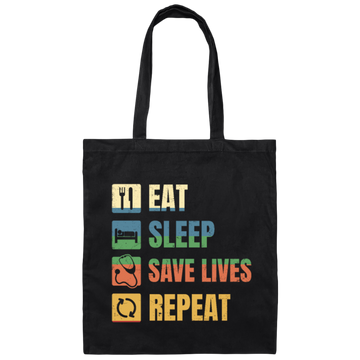 Retro Nurse Eat Sleep Repeat Gift, Nurses Rock Canvas Tote Bag
