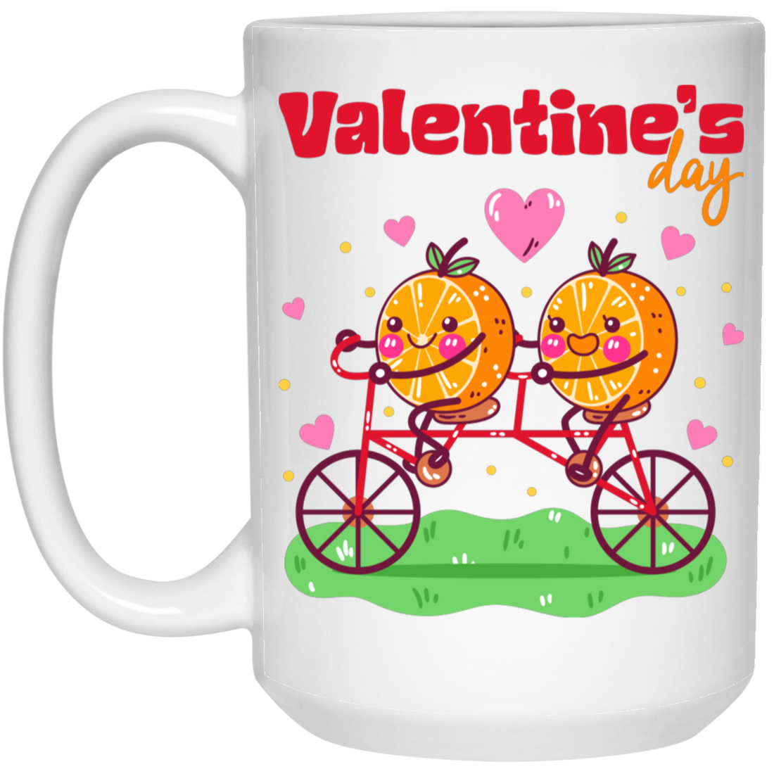 Valentine's Day, Trendy Valentine, Orange Couple, Orange Ride A Bike White Mug
