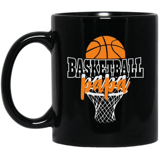 Love Papa Gift, Basketball Gift, Love Sport, Dad Love Basketball Black Mug
