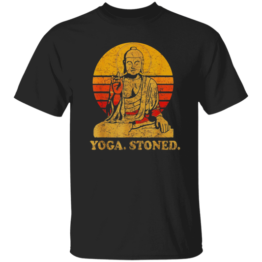 Yoga Stoned, Buddha Retro Sunset Unisex T-Shirt