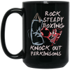 Parkinsons Fighter Rock, Steady Boxing, Knock Out Sporty Stronger Black Mug
