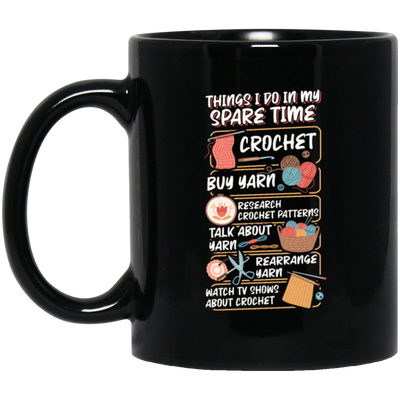 Retro Crochet, Buy Yarn, Crocheting In My Spare Time Black Mug