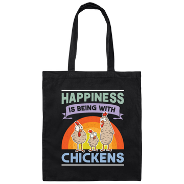 Happiness Is Being With Chickens Chicken Funny In Thanks Giving Canvas Tote Bag