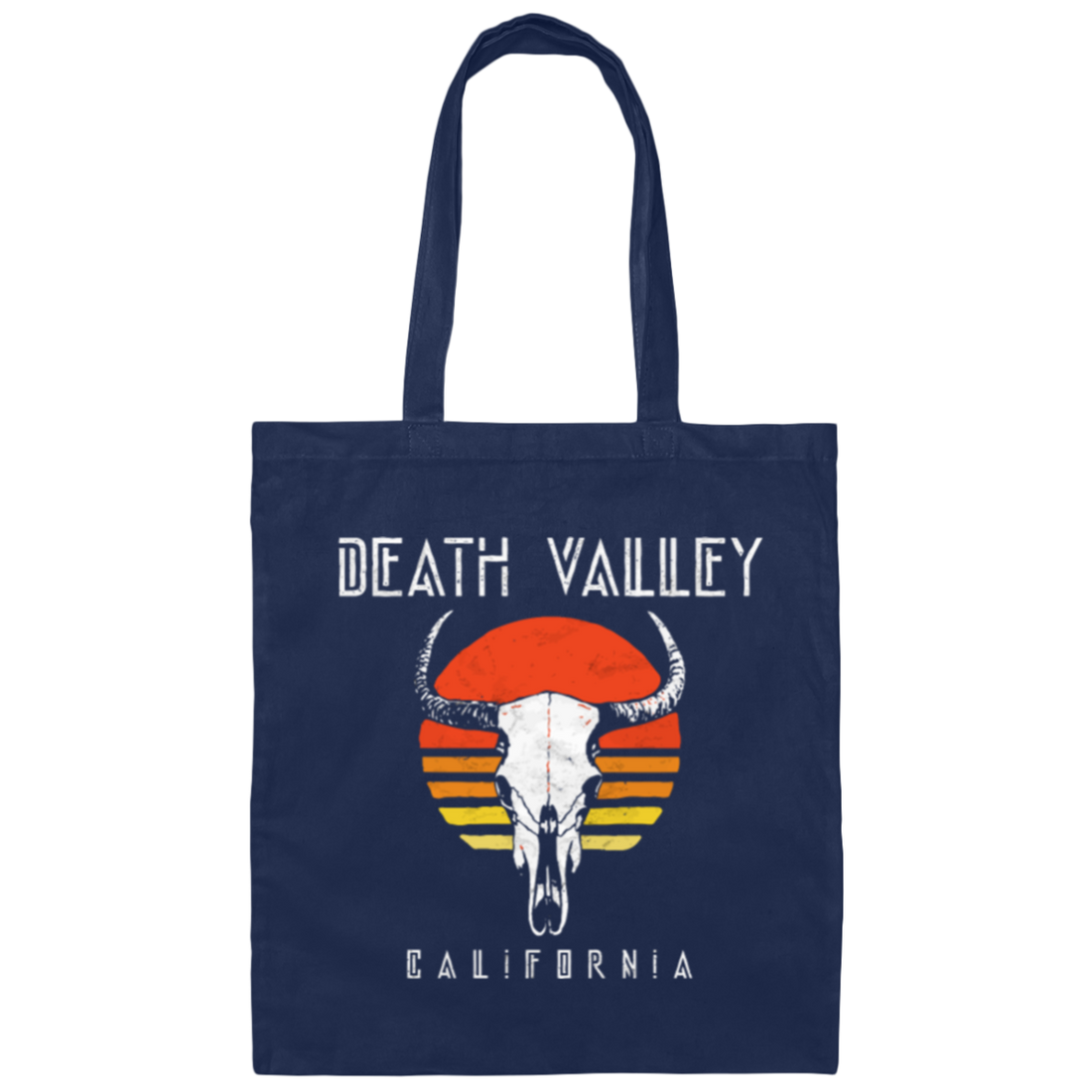 Death Valley National Park Retro Cattle Skull Grap Canvas Tote Bag