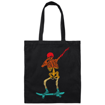 Cool Dabbing Skater Design For Men And Boys Skeleton Vintage Canvas Tote Bag