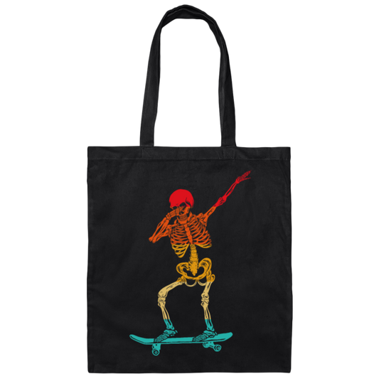 Cool Dabbing Skater Design For Men And Boys Skeleton Vintage Canvas Tote Bag