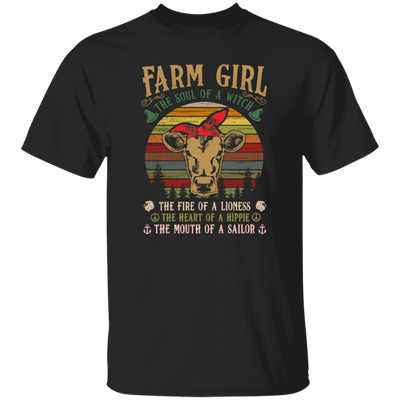 Farm Girl, Cute Cow Retro Gift, The Soul Of A Witch, Vintage Cow Unisex T-Shirt