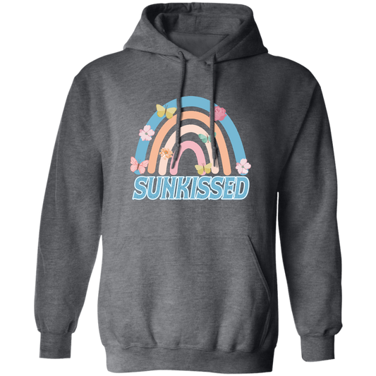 Sunkissed, Groovy Rainbow, Butterfly, Flower, Kid Design Pullover Hoodie