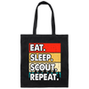 Eat Sleep Scout Repeat, Retro Scout, Scout Camping Canvas Tote Bag