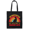 Introverted But Willing To Discuss Cats, Retro Cats Canvas Tote Bag