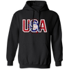 USA Flag, American Sunflower, Retro American Flower Pullover Hoodie