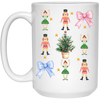 Nutcracker Xmas, Coquette Ribbon, Preppy Christmas White Mug