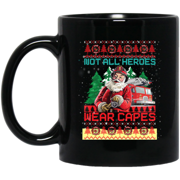 Not All Heroes Wear Capes Christmas, Santa Claus, Xmas Gift Black Mug