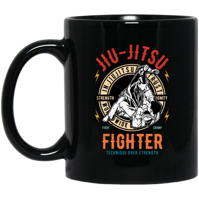 In Jiu Jitsu We Trust World Wide, Fighter Strength, Dignity Champ, Fighter Technique, Strength Combat Sport Black Mug