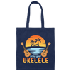 Funny Ukulele Beside The Beach And Palm Tree Hawaiian Musician Canvas Tote Bag