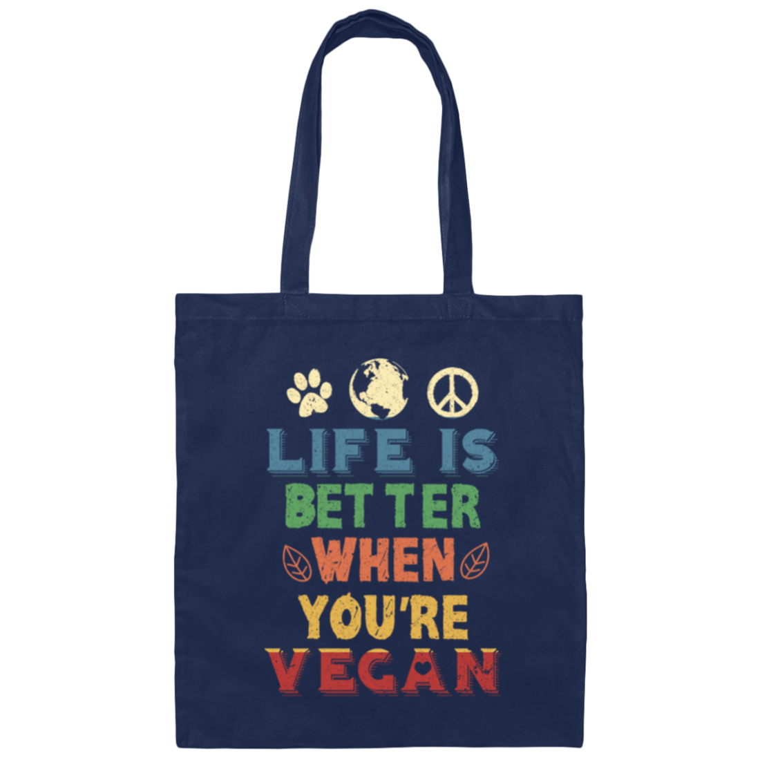 Retro Life Is Better When You Are Vegan Canvas Tote Bag