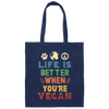 Retro Life Is Better When You Are Vegan Canvas Tote Bag