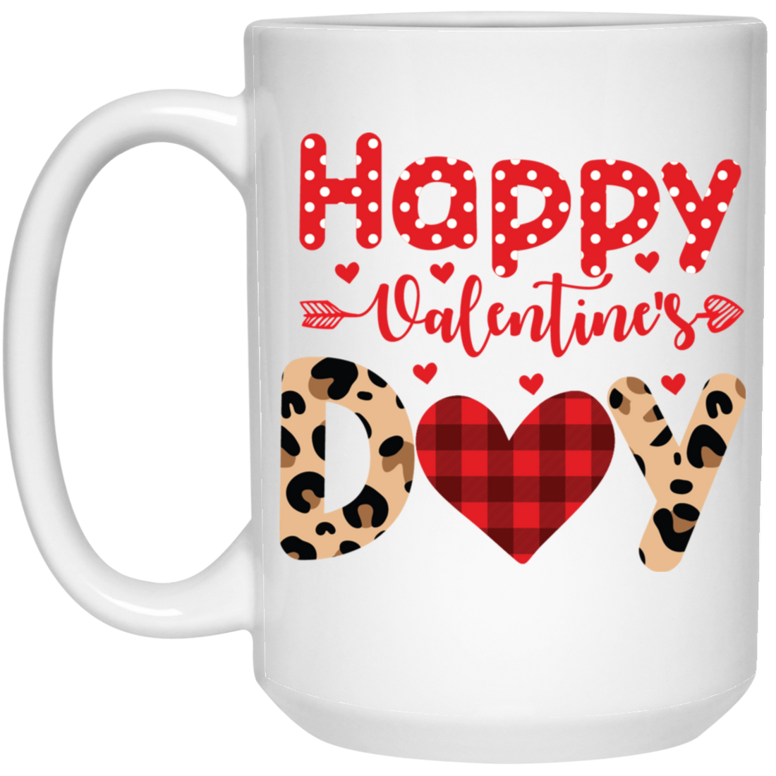 Happy Valentine's Day, Leopard Valentine, Cute Heart White Mug